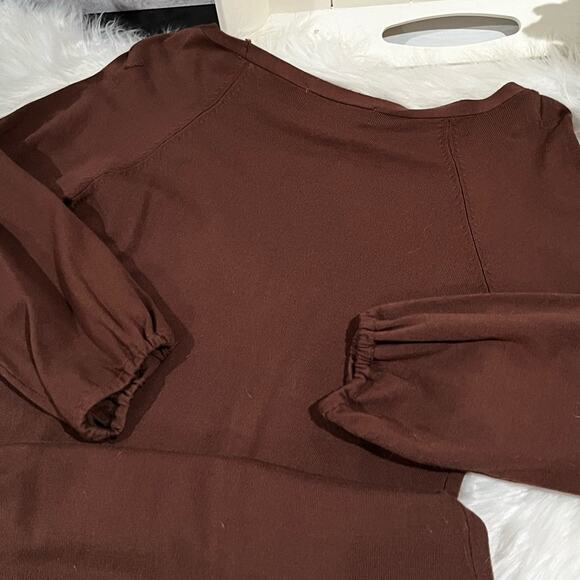 NEW Michael Kors Smocked Princess Pleat Scoop Neck Bell Sleeves Knit Top XS NWOT - Picture 12 of 16